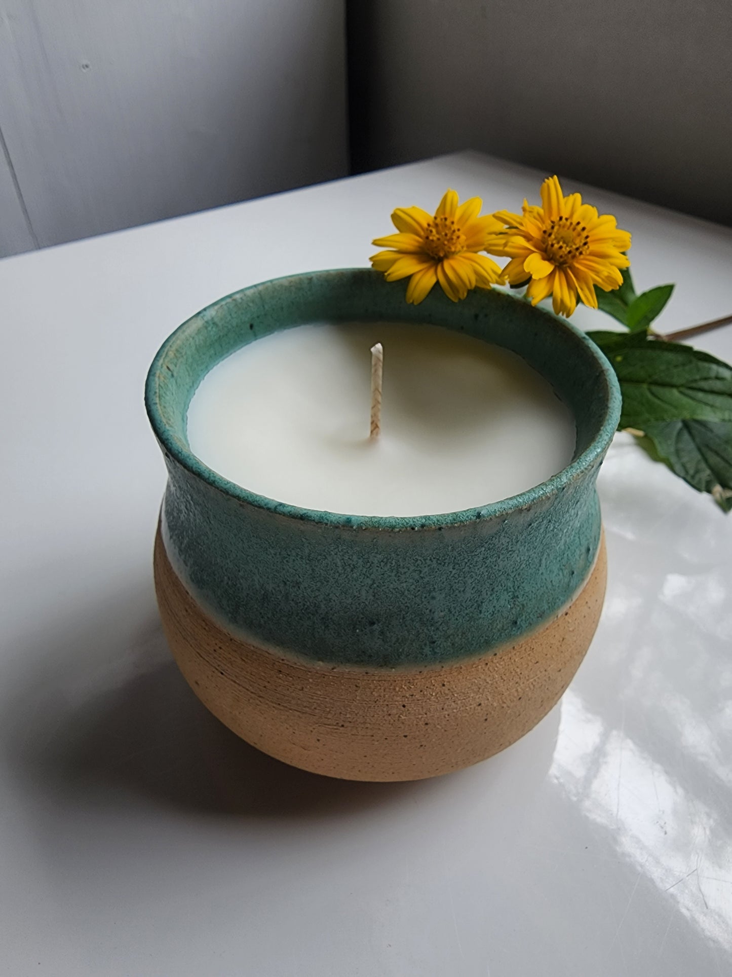 Turquoise Vessel Candle Collection (HALF GLAZED)