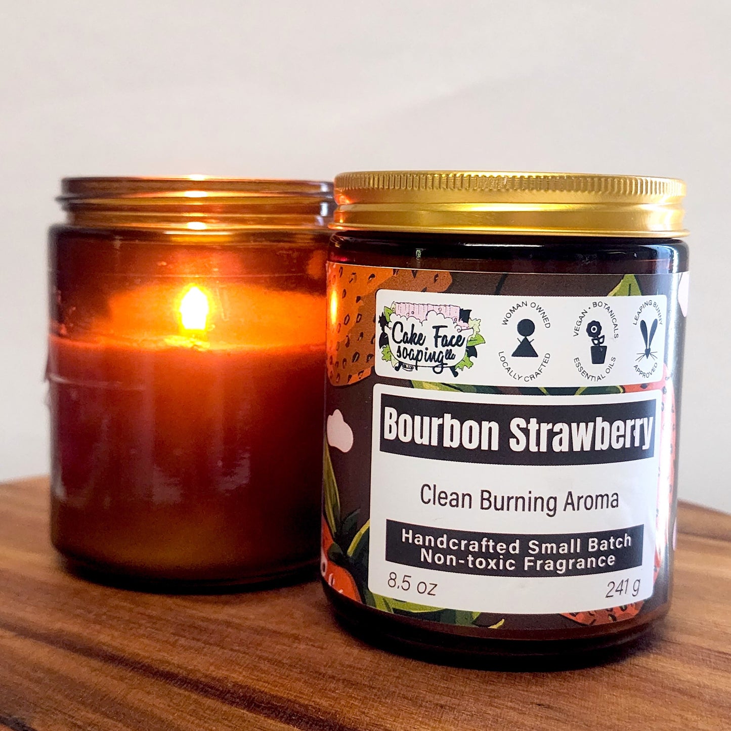 Bourbon Strawberry Safe Fragrance Oil Coconut Wax 8.5 oz Candle