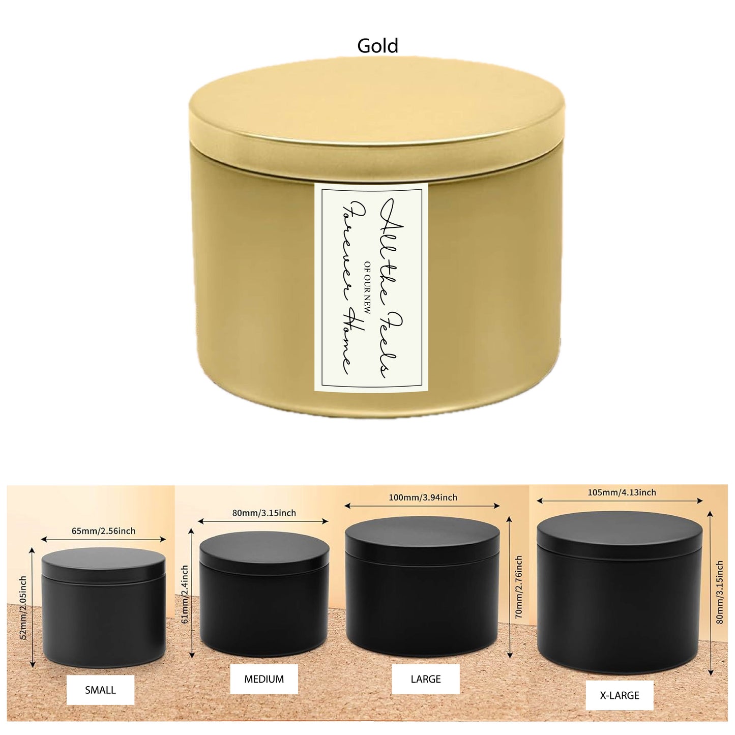 "All the Feels" BULK Gold Tins Customizable Candles