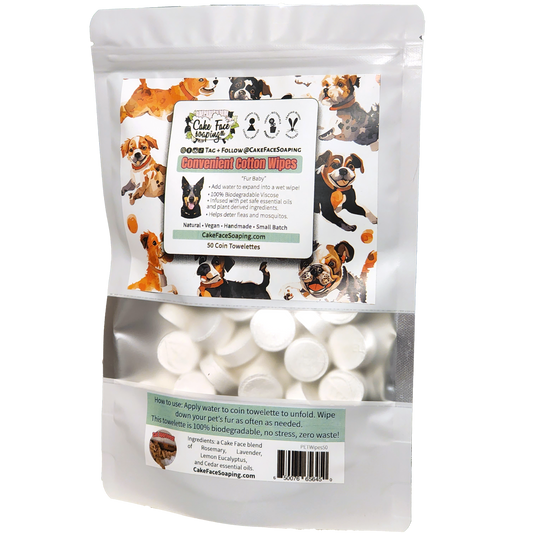 Fur Baby Convenient Cotton Wipes - Natural Dog Grooming Towelettes (50 Count)