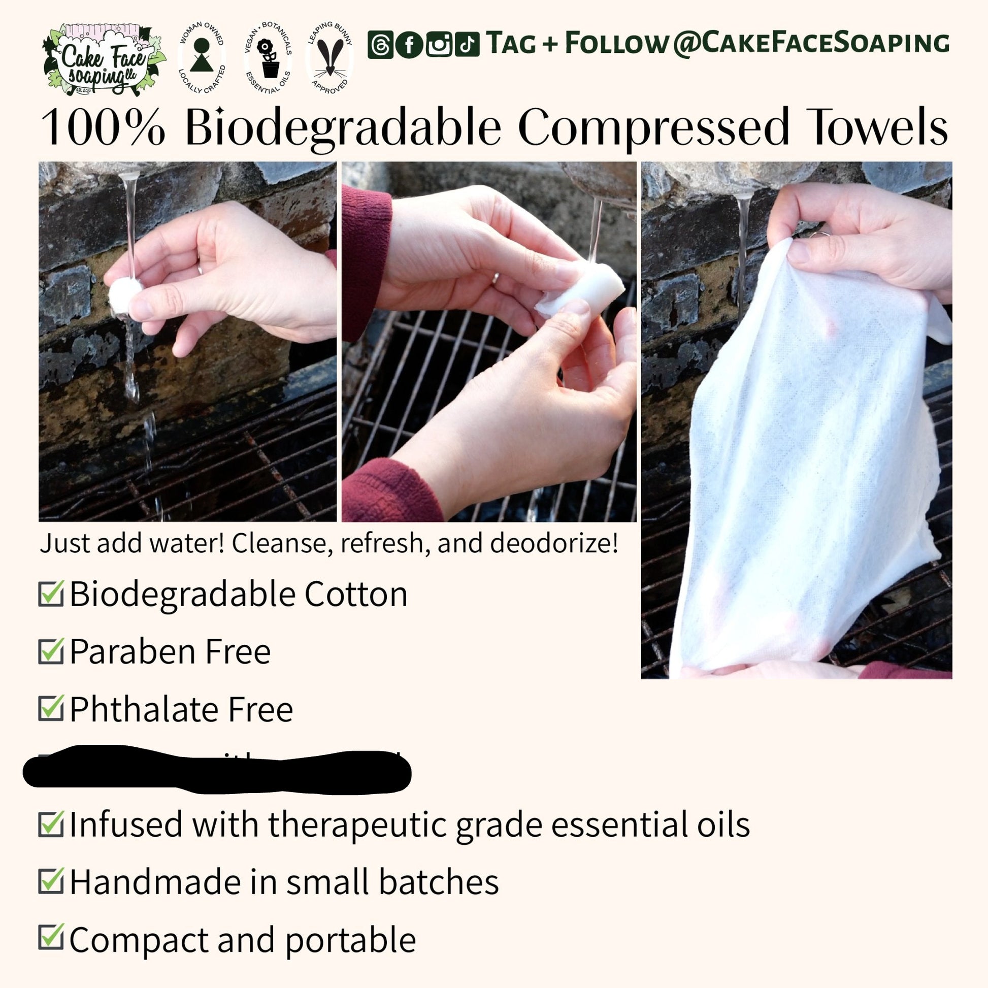 Compressed Towels - Sweet EncourageMint - CakeFaceSoaping