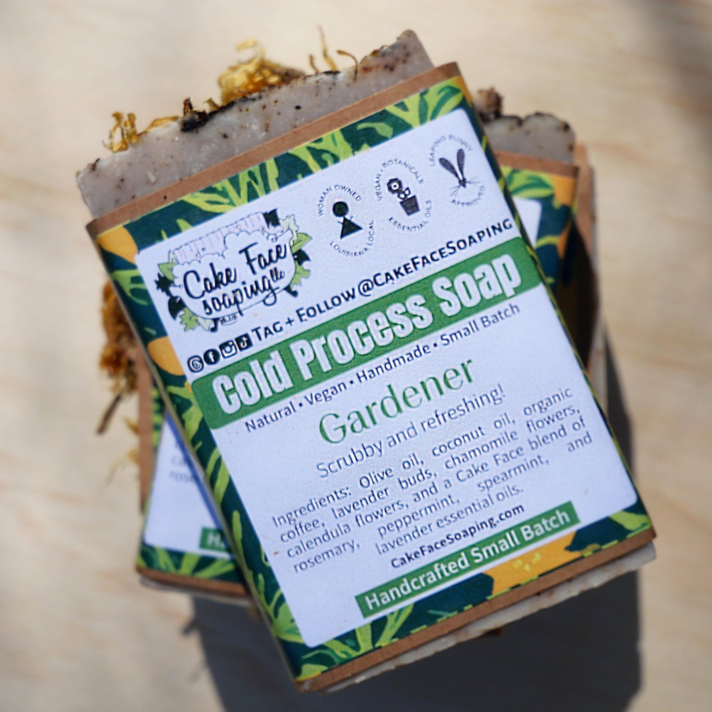 Gardener Bar Soap – Rosemary, Peppermint, Spearmint, and Lavender with scrubby botanicals - CakeFaceSoaping