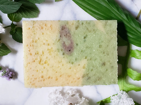 Lemongrass Sugar Bar Soap – massaging cornmeal and white sugars gently exfoliate - CakeFaceSoaping