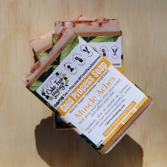 Muscle Aches bar soap for easing tired and sore muscles - CakeFaceSoaping