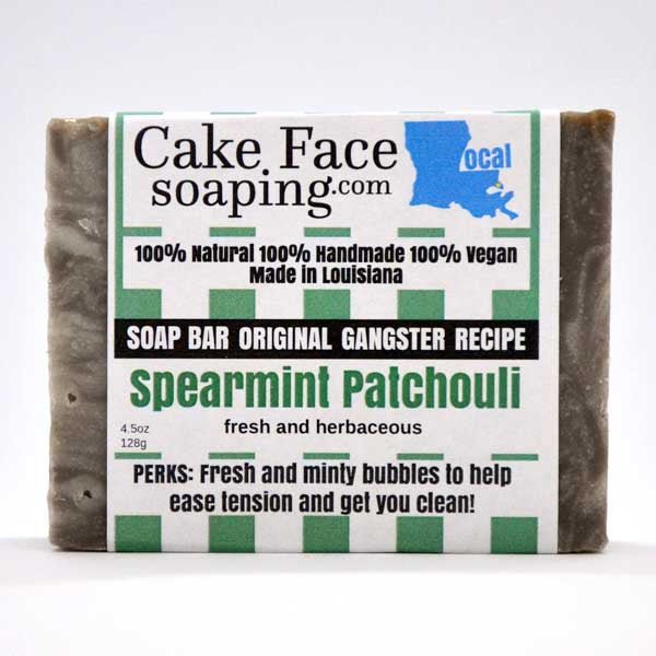 Spearmint Patchouli Bar Soap – with bentonite clay for a lovely slip and pulls out impurities - CakeFaceSoaping