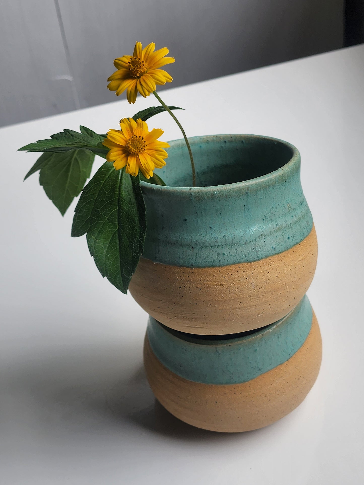 Turquoise Clay Vessel