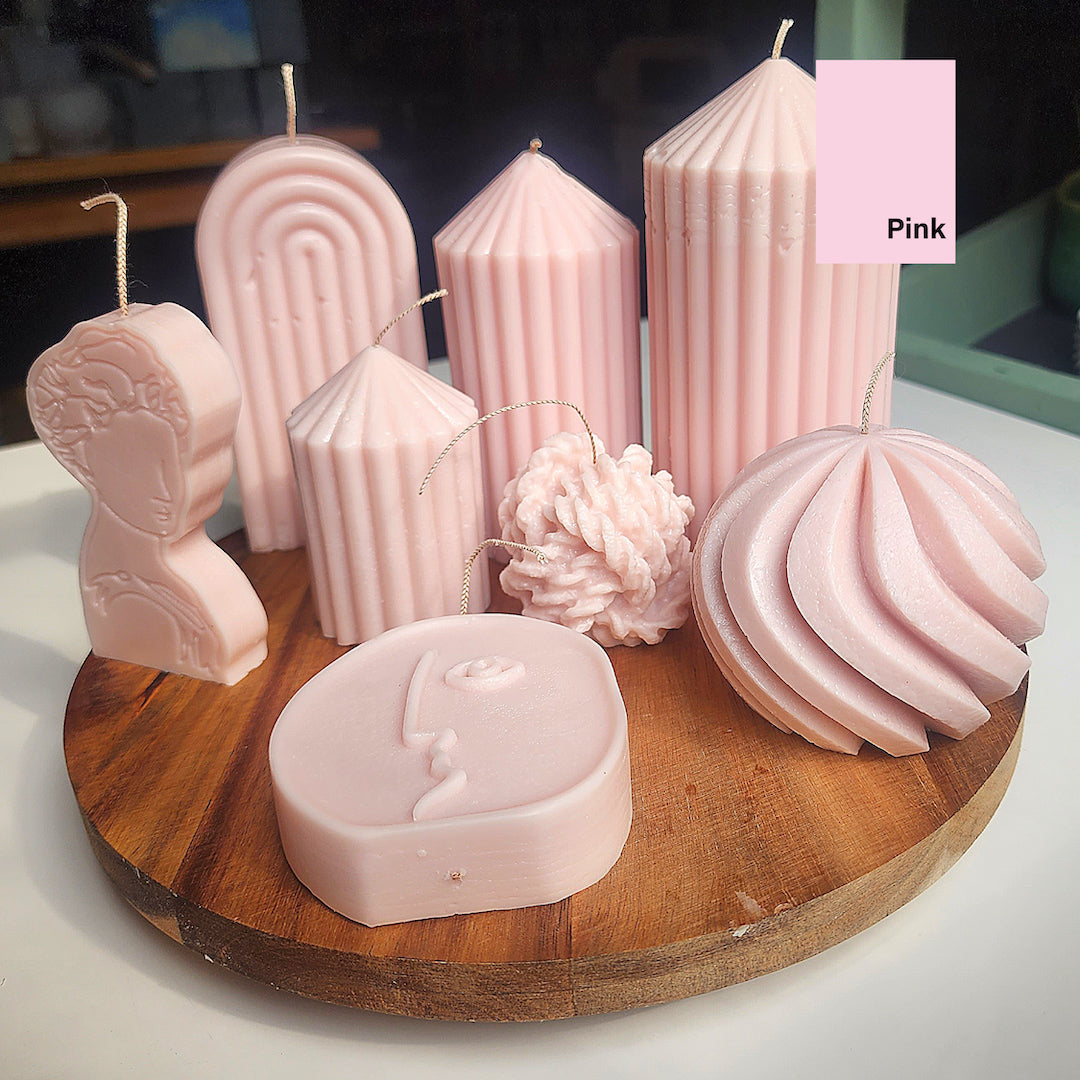 Ribbed Pillar Aesthetic Candle in Pink