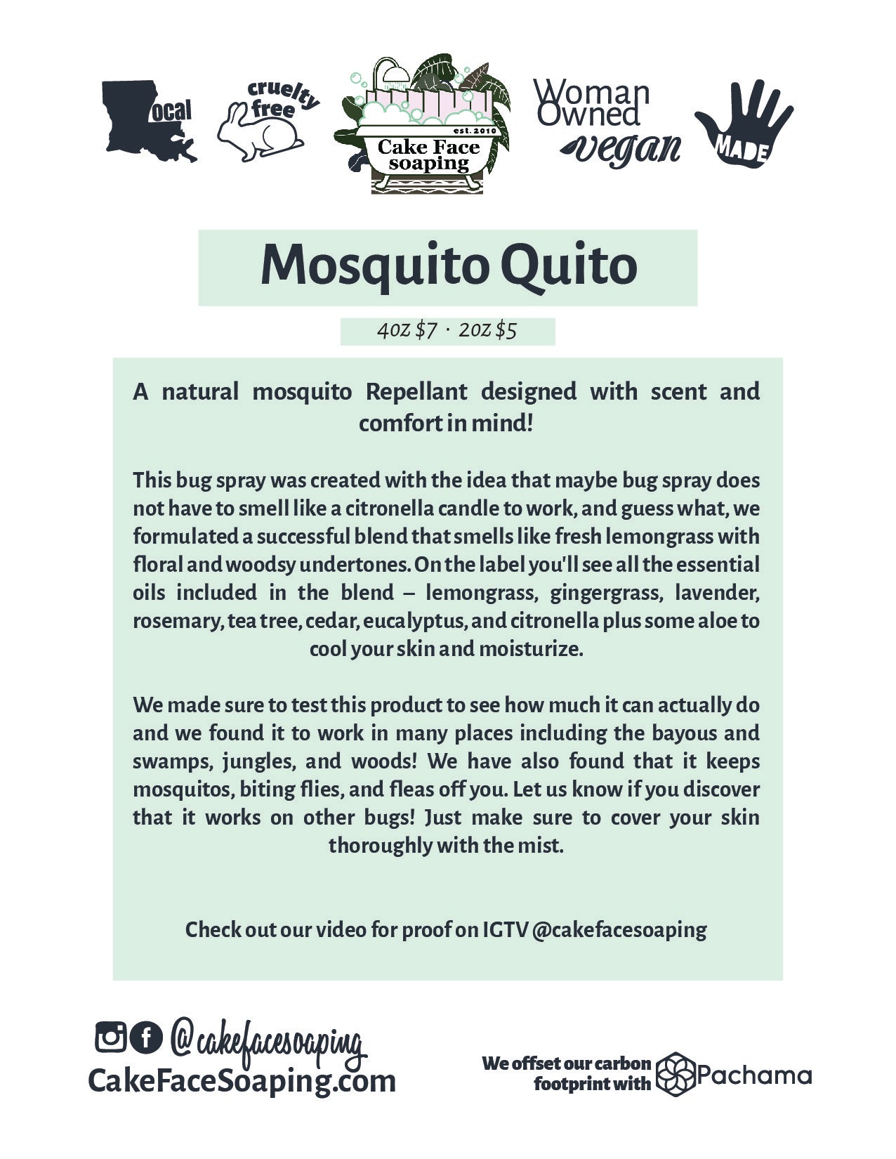 Mosquito Quito natural Bug repellant